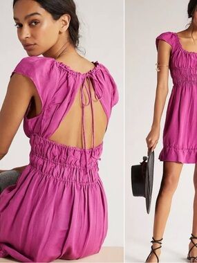 Smocked waist mini dress Anthropologie Small